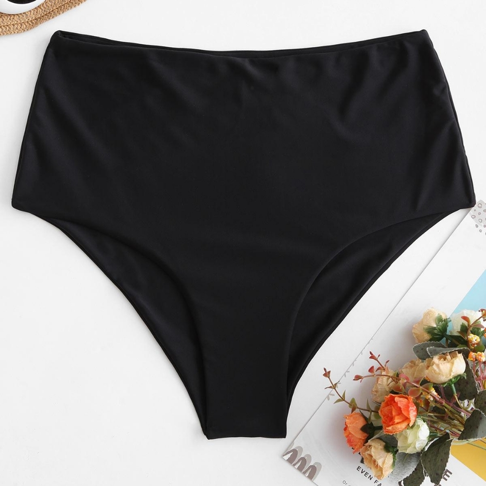 ZAFUL Full Coverage Plain Bikini Bottom - Black XL